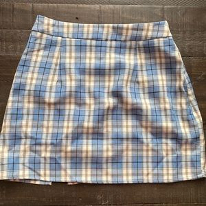 Blue plaid mini skirt